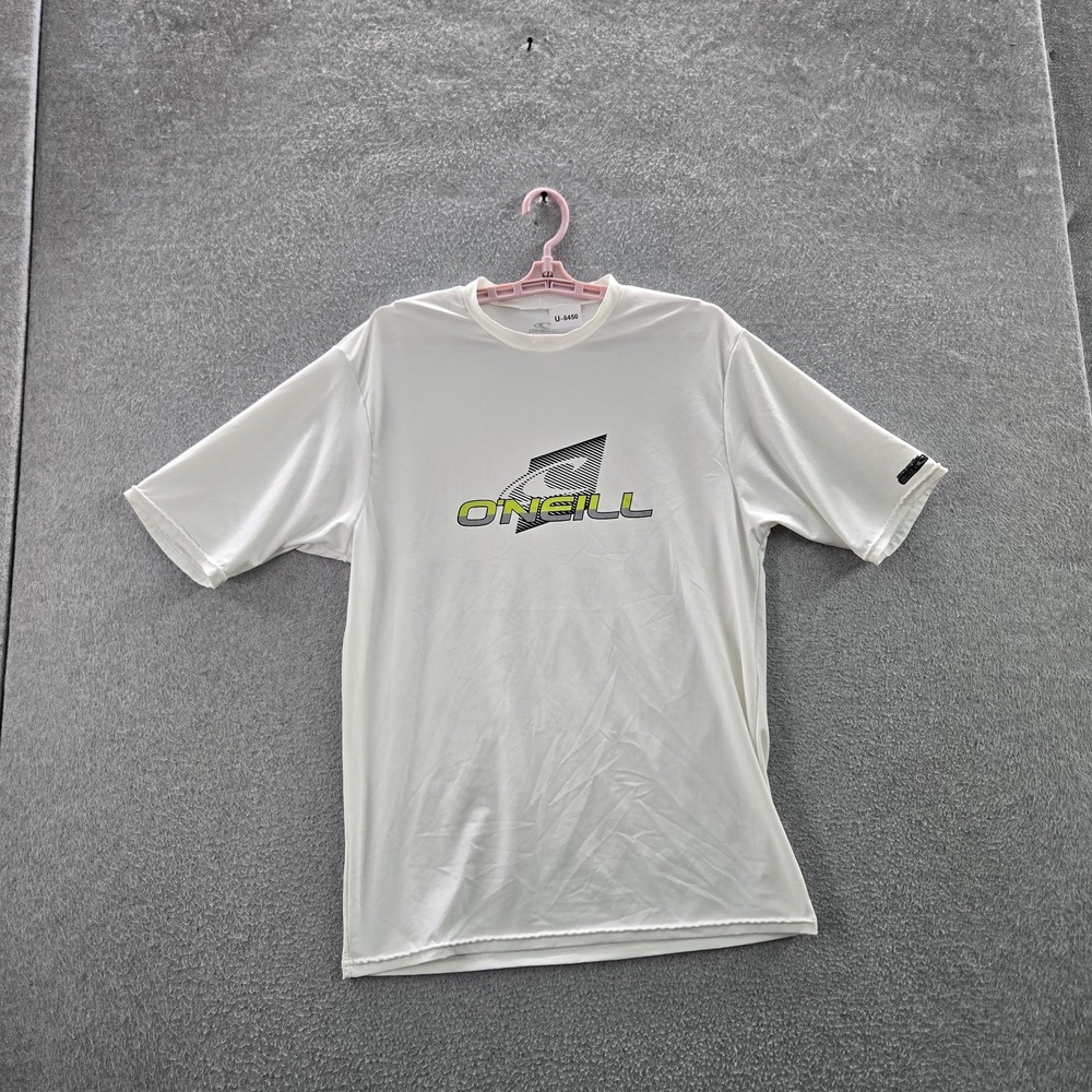 O'Neill Men Shirt L White Activewear Logo Short Sleeve